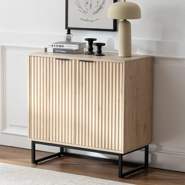 Fluted Storage Cabinet, Sideboard Buffet Cabinet with Adjustable Shelves, Multifunctional Console Table with Storage