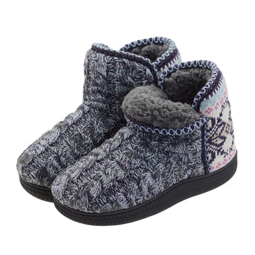 Women's Cozy Knit Bootie Slippers Plush Faux Fur & Memory Foam, Ultra-Soft Lining, Indoor/Outdoor House Shoes for
