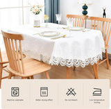 Elegant White Lace Jacquard Oval Tablecloth Tabletop Decoration Cover for Oval Tables Home Decoratio