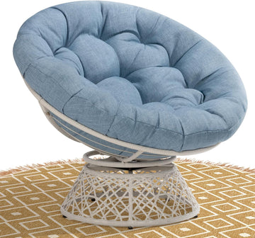 40" Ergonomic Wicker Papasan Chair with Soft Thick Density Fabric Cushion, High Capacity Steel Frame, 360 Degree