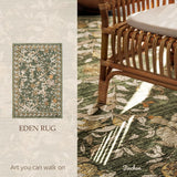 Eden Floral Washable Area Rug 3x5 Entryway Rug Vintage Lightweight Soft Non-Slip Indoor Low Pile Dis