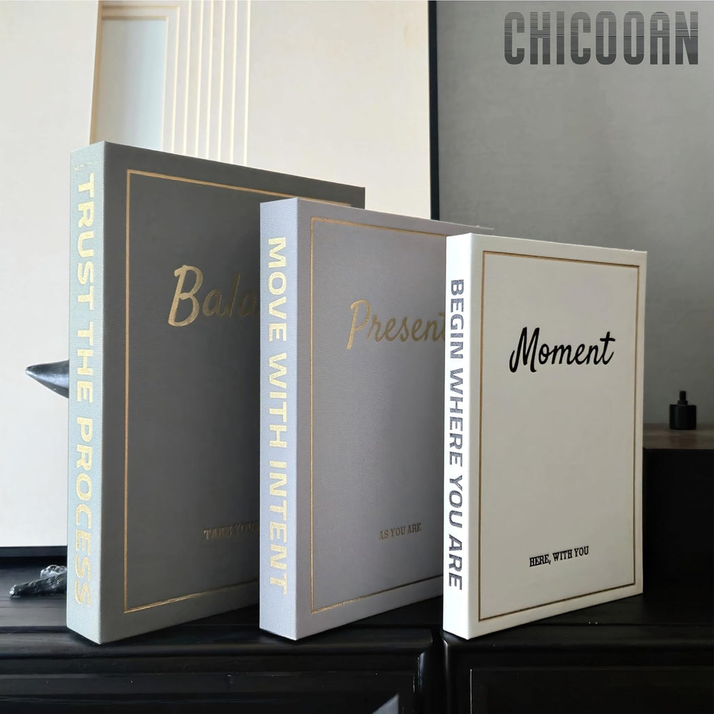 Set of 3 Decorative Books, Coffee Table Books Decor, Linen Fake Book Boxes for Decoration, Bookshelf Neutral