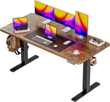 55 x 28 Large Electric Standing Desk, Height Adjustable Computer Desk, 27.6" Deep Desktop