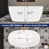 59" Acrylic Free Standing Tub, Stand Alone Tub, Freestanding Bathtub, Soaking Bathtub, cUPC Certified, YL(Glossy White)