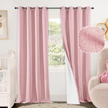 95 Inch Long Baby Pink Blackout Curtains - 2 Panels Each 52 Wide