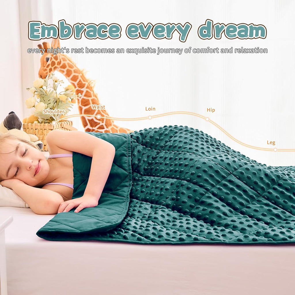 Green Weighted Blanket 10lbs, 40"x60", Breathable Twin Size Cooling Minky Heavy Throw Blanket for 80-120lbs, Soft