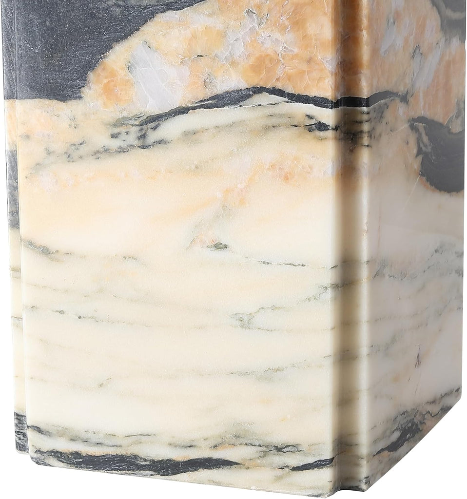 Mackenzie Light Brown/Black Marble Square 25-inch Table Lamp Living Room Home Office Desk Nightstand (LED Bulb Included)