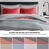 Comforter Sets with Sheets - Bed in a Bag 9 Pieces Teen Bedding Sets , Red and Grey Stripes Bedding Full