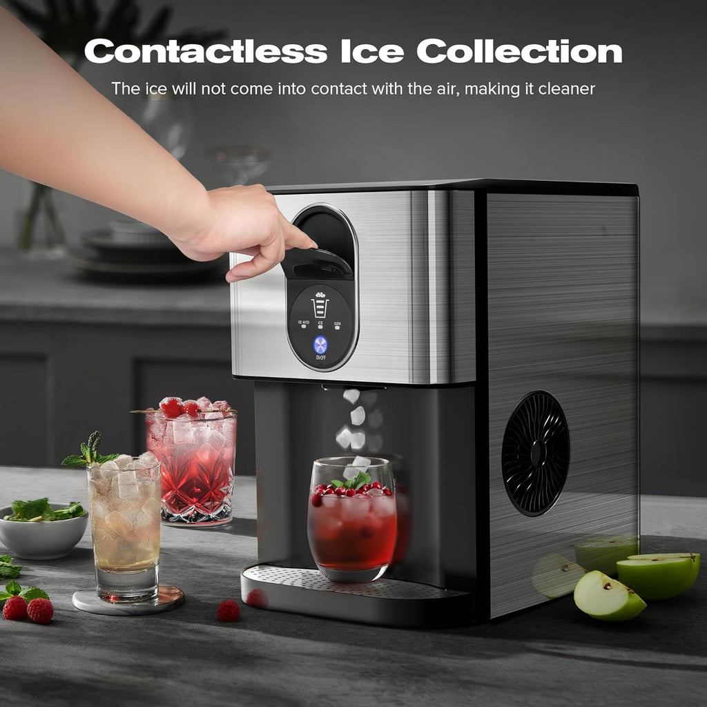 Countertop Nugget Ice Maker, 44lbs/24H Soft Chewable Pebble Ice Machine with Self-Cleaning and One-Click Operation
