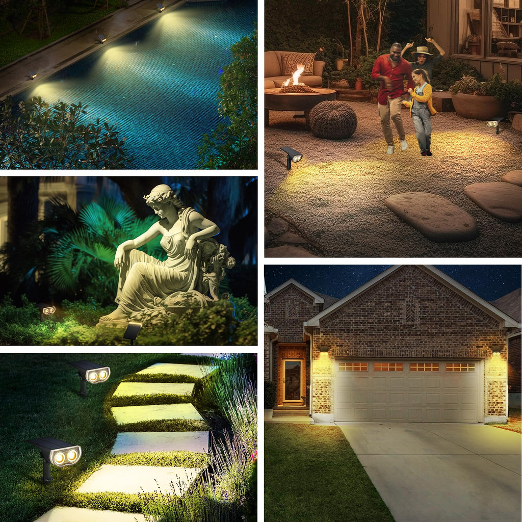 Solar Spotlights Outdoor Waterproof Dusk to Dawn Warm White 10 Pack