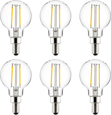 LED G16.5 Filament Style Globe Light Bulb, 2.5 Watts (25W Equivalent), 250 lumens, Dimmable, Candelabra Base