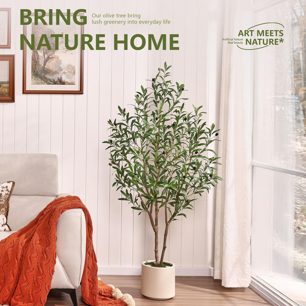 5ft Olive Trees Artificial Indoor with Remote LED Spotlights
