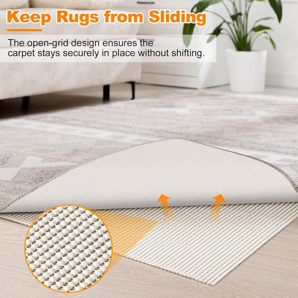 Non-Slip Rug Pad 5x7 FT, White - Set of 35