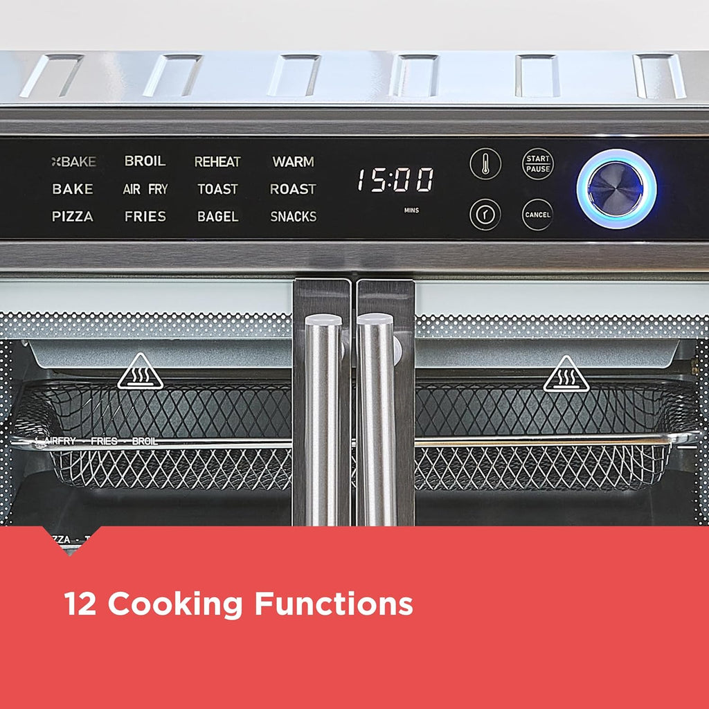 Crisp 'N Bake Air Fryer Toaster Oven Combo, 12 in 1 Countertop Convection Oven Cooks Food Fast, Fits a Whole Pizza or