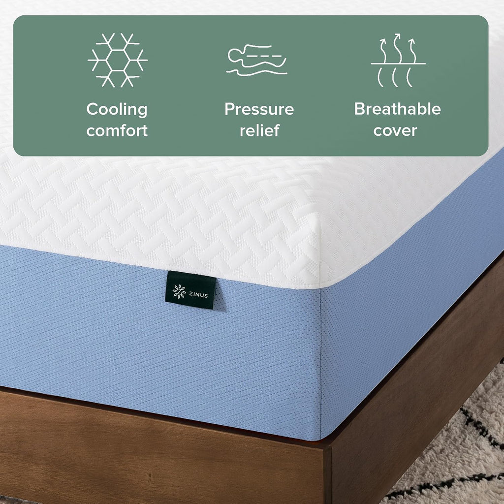 10 Inch Queen Cooling Essential Memory Foam Mattress, Medium Feel