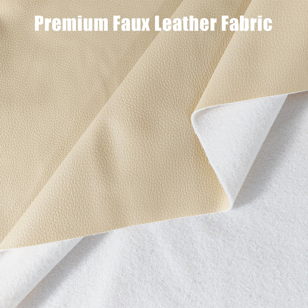 Faux Leather Fabric, 54"x36" Thick Durable Synthetic Upholstery Lychee Texture Leather Vinyl, Soft Smooth