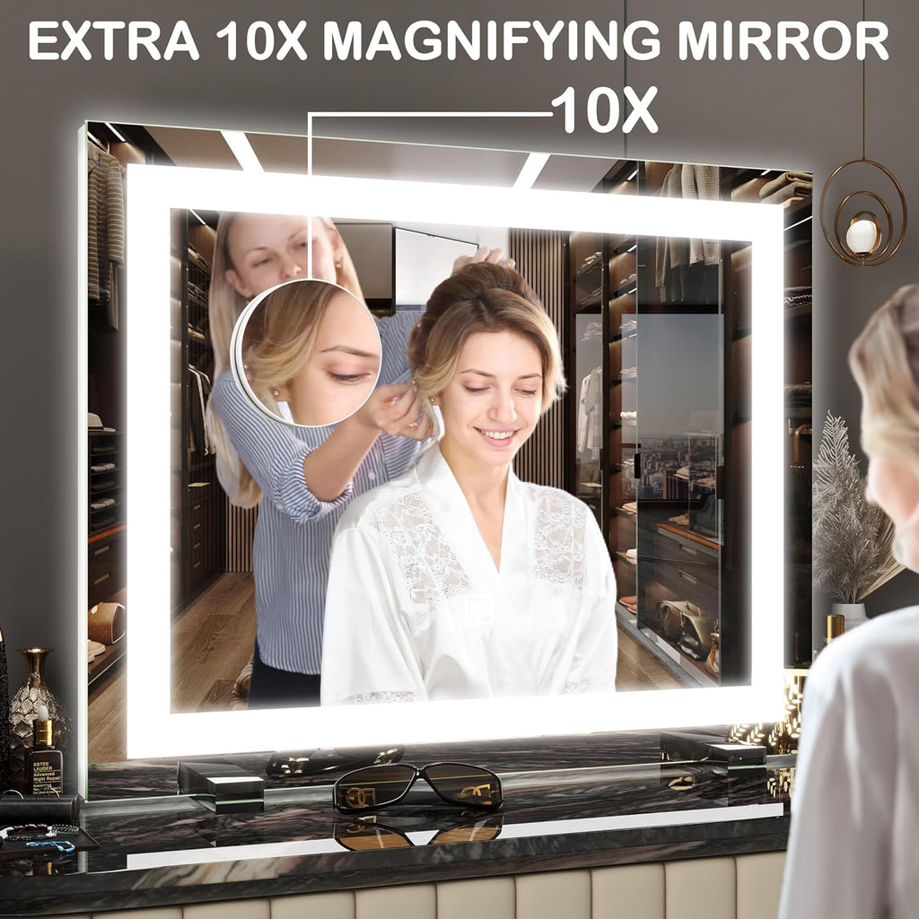 Vanity Mirror with Lights，20"x23" Lighted Makeup Mirror, Large Makeup Mirror with Lights, Touch Sensor with Dimmable 3