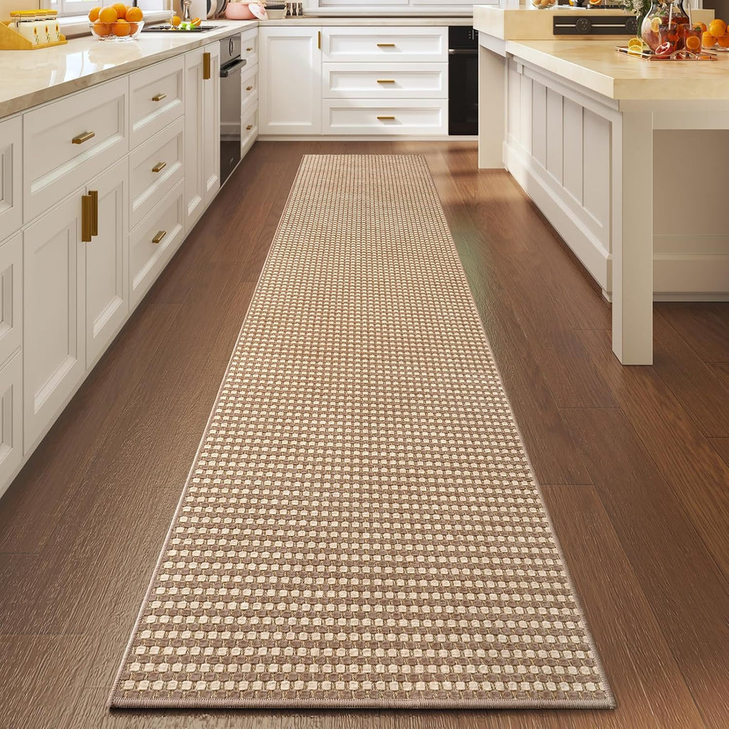Hallway Runner Rug Extra Long Kitchen Runner Washable Brown 2x10 ft