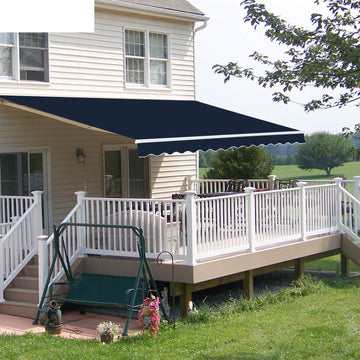 12'x8' Patio Awning Retractable Fully Assembled, Manual Commercial Grade Awnings - Quality 100% 280G Ployester Window