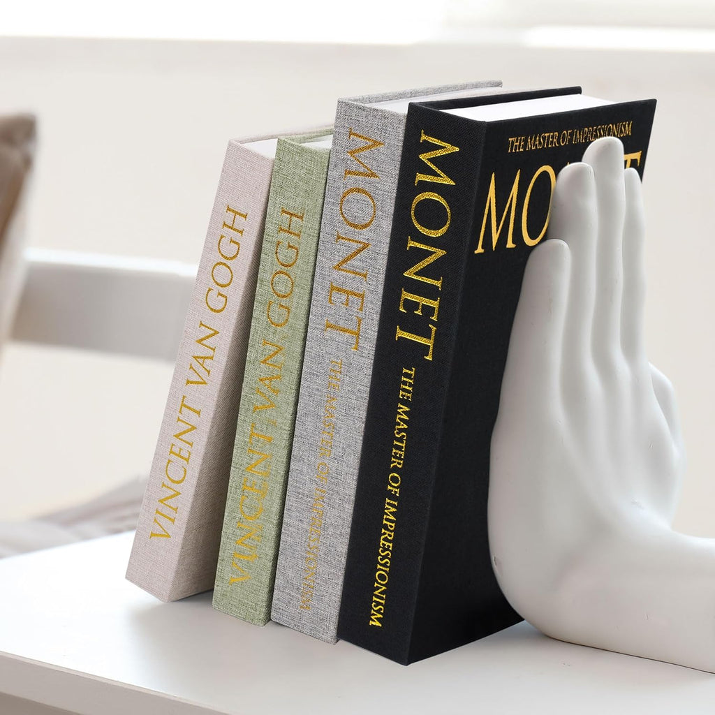 Book Shaped Storage Box Set of 2, Linen Black | Faux book organizer for bookshelf coffee table, eco-friendly