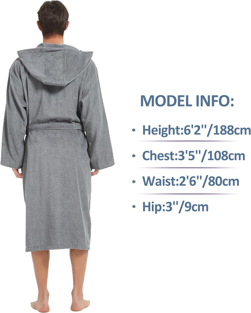 Mens Robe with Hood-Classic Terry Cloth Bathrobe for Men,Soft Knee Length Bathrobes