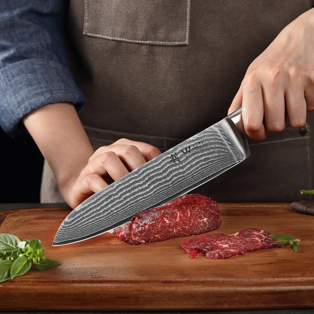 3-Piece Damascus Kitchen Knife Set in Wooden Gift Box | VG10 core, 67 layers genuine Damascus steel, 60 HRC, 7-inch
