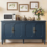 59" Buffet Cabinet with Storage, Vintage Sideboard with Adjustable Shelves & Carved Handle