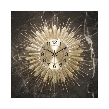 Gold Wall Clock 23 Inch Sunburst, Mid Century Decorative Wall Clocks