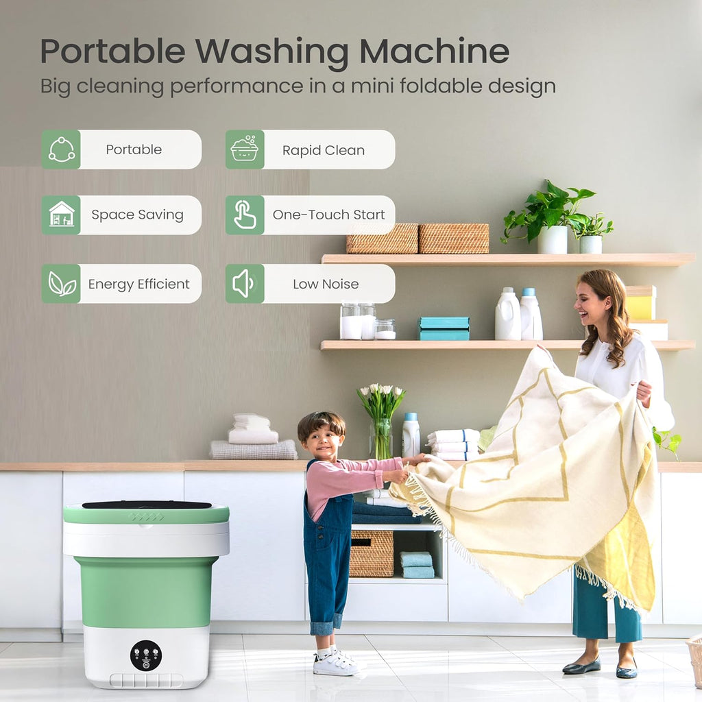 Portable Washing Machine - 16L Mini Foldable Washer with Spin Basket, 3 Cleaning Modes & Deep Cleaning for Small