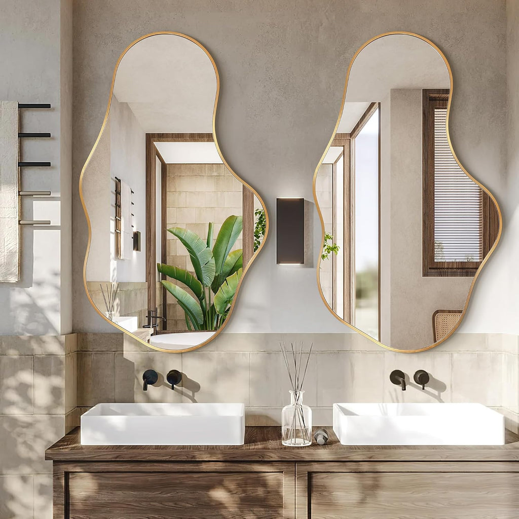 Irregular Wall Mirror - Wall Mirrors Decorative 22"x 36" Asymmetrical Abstract Mirror Aviation Aluminum Alloy Frame
