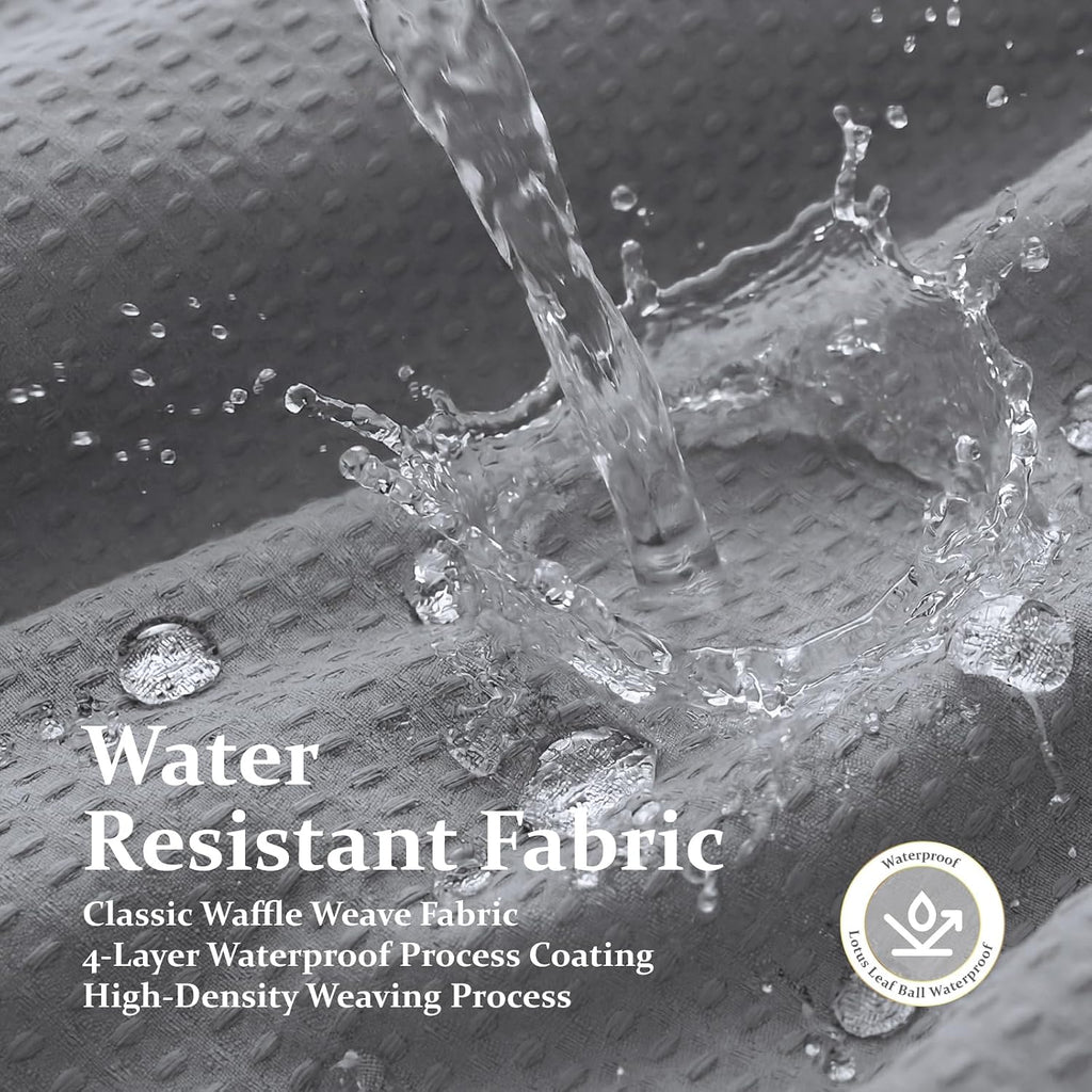 Waffle Shower Curtain 256 GSM Heavy Duty Fabric 72"x72" Grey/Gray | Thick Polyester Cloth, Weighted Hem, Water