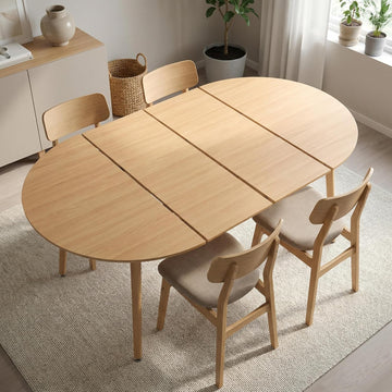 Extendable Round Dining Table for 4 6 Wooden Dining Room Table 39" to 70" Modern Kitchen Table for Dining Room Office