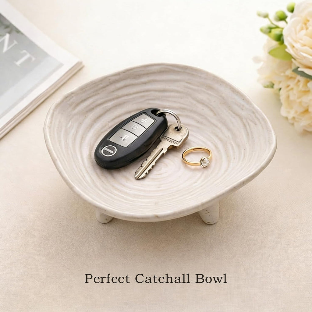 Small Decorative Bowl, 6" Ceramic Key Bowl Table, Multi-Purpose Decorative Bowls for Candy, Jewelry and Home