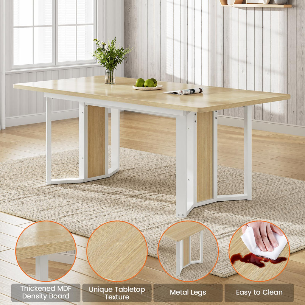 5-Piece Dining Table Set for 4-6 People, 63" Extendable Kitchen Table and 4 Cushion Chairs, Dining Room Table with