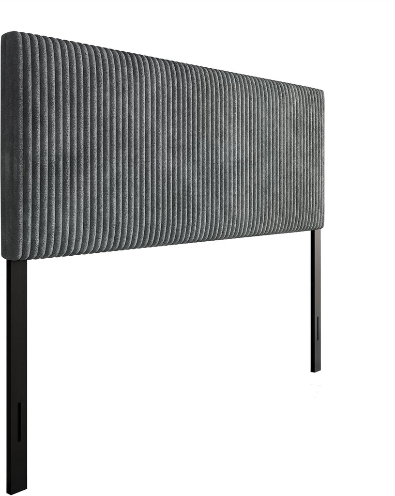 Queen Corduroy Velvet Upholstered Adjustable Headboard, Grey
