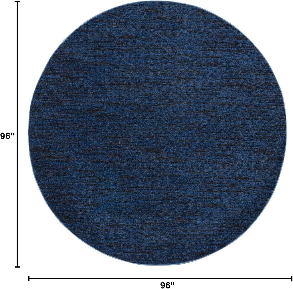 Home Essentials Midnight Blue 8' x Round Area Rug - Easy Clean, Non Shedding, Bed Room, Living Room, Dining Room