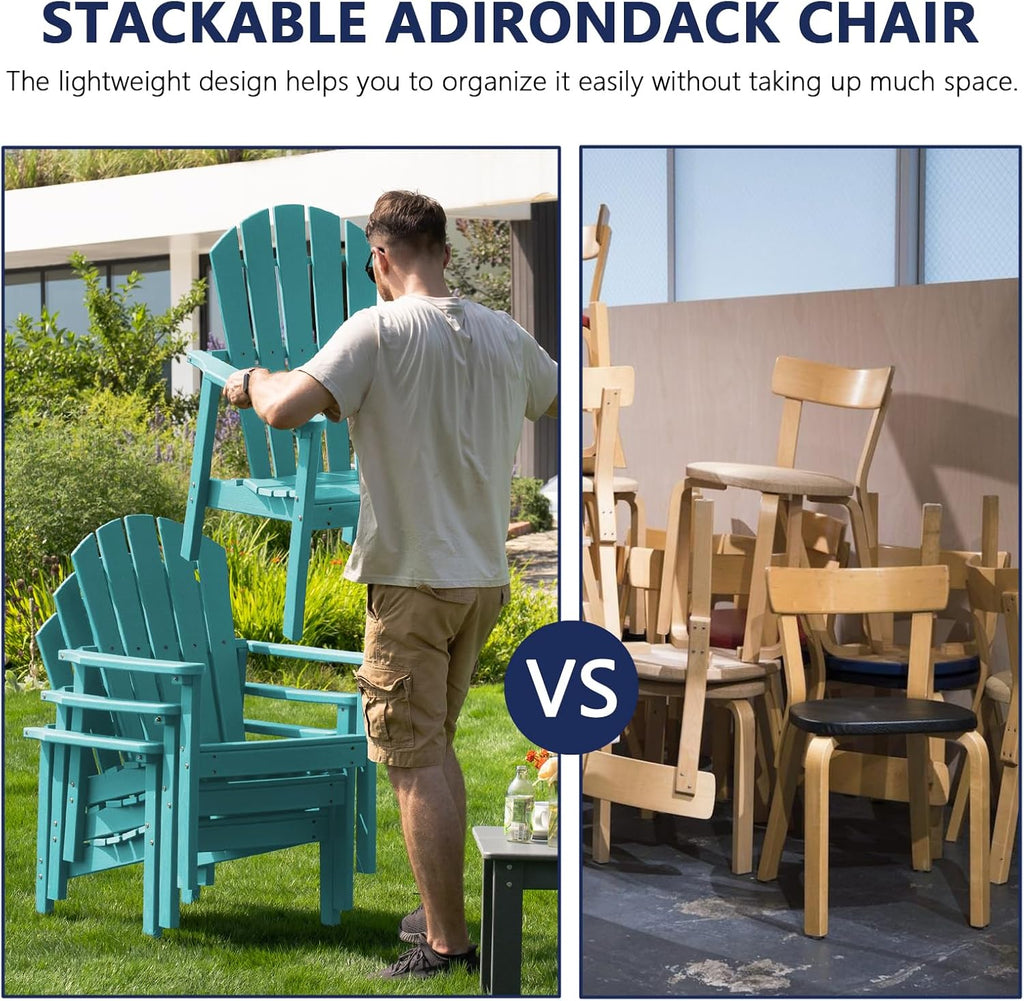 Stackable Adirondack Chairs Set of 2,Compact HDPE,Aruba | 26.3" Wide HDPE,380lb,All-Weather