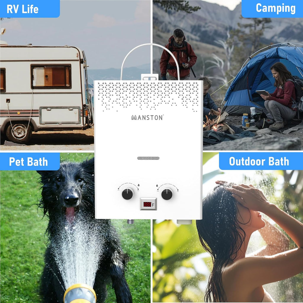 Tankless Water Heater, VANSTON Propane Water Heater Outdoor, 1.45GPM Portable Water Heaters
