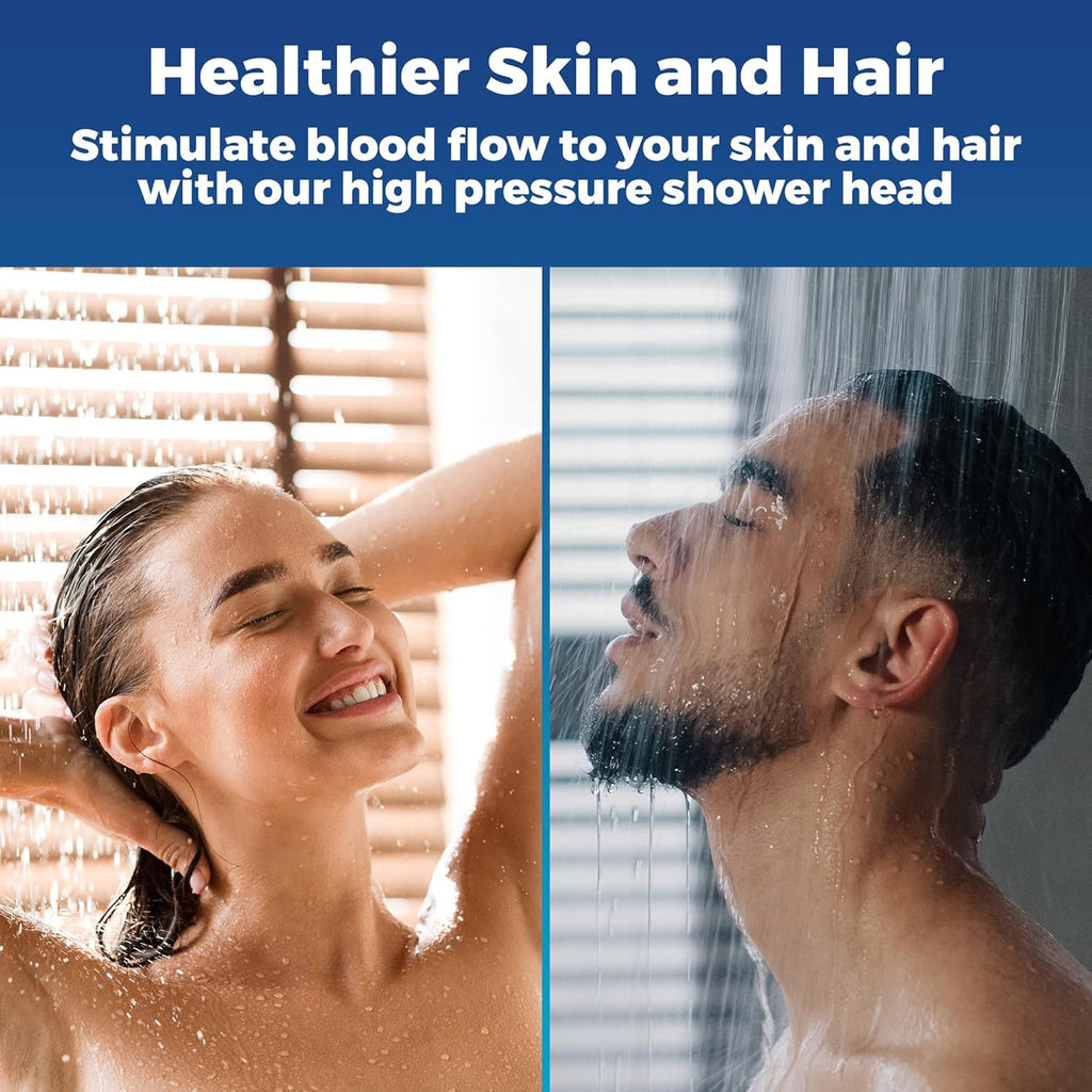 High Pressure Shower Head - Anti-Clogging Silicone Nozzles - 2.5 GPM Removable Restrictor
