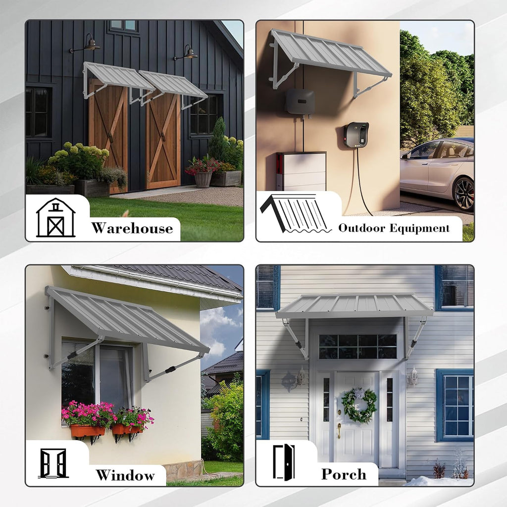 Metal Awning for Door Entrance, 41x24 Inches Adjustable Angle Window Awnings , Sunsetter Shade Canopy Outdoor