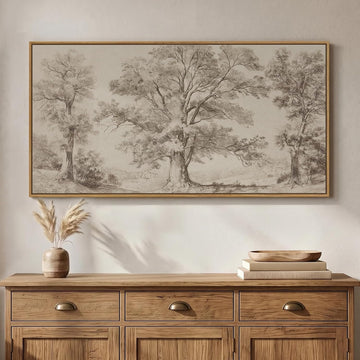 Extra Large Framed Vintage Landscape Wall Art, 60x30 Inch