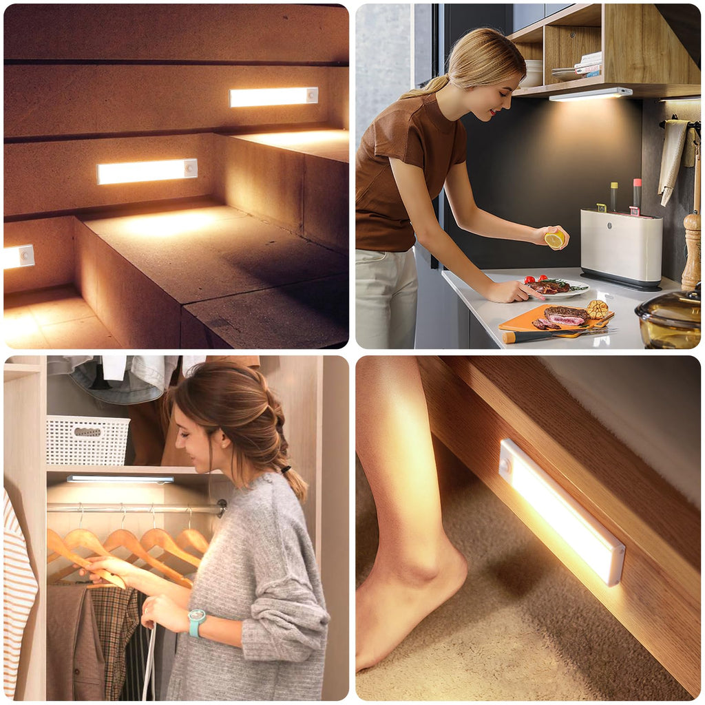 16 inch Under Cabinet Lighting, 6 Pack Motion Sensor Light Indoor Rechargeable Magnetic Closet Lights Battery