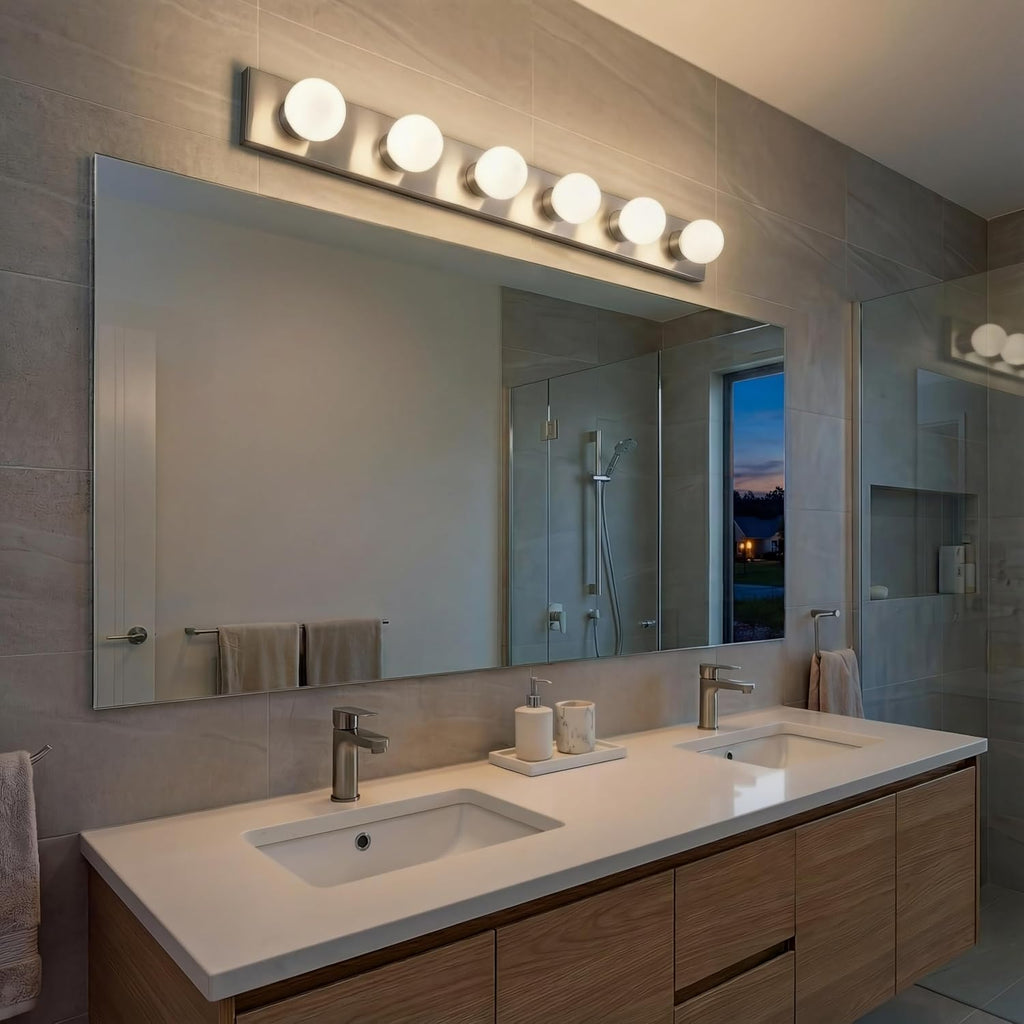 626NI 36" Bath Bar 6-Light Vanity Light Fixture with Brushed Nickel Finish over Mirror, Traditional Style Lighting