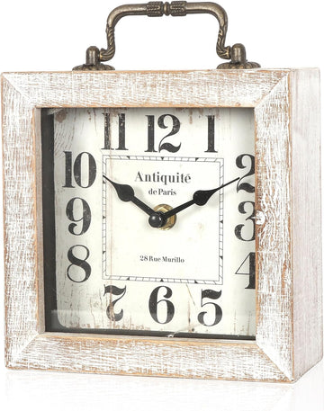 Retro Desk Clock, Vintage Table Mantel Clock, Wooden Table Clock for Living Room, Bedroom, Shelf Decoration