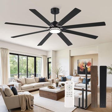 84" Ceiling Fan with LED Light and Remote - Black