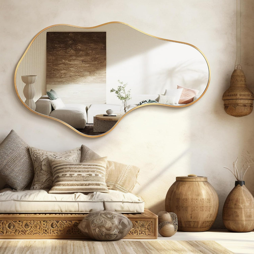 Irregular Wall Mirror - Wall Mirrors Decorative 22"x 36" Asymmetrical Abstract Mirror Aviation Aluminum Alloy Frame