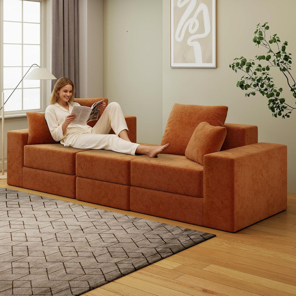Cloud Modular Sectional Sofa, Comfy Boneless Couch , Modern L-Shaped Couch with Reversible Chaise, Customizable