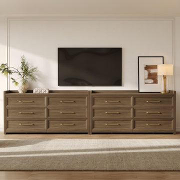 6 Drawer -113" Extra-Wide Wood Chest of Drawers