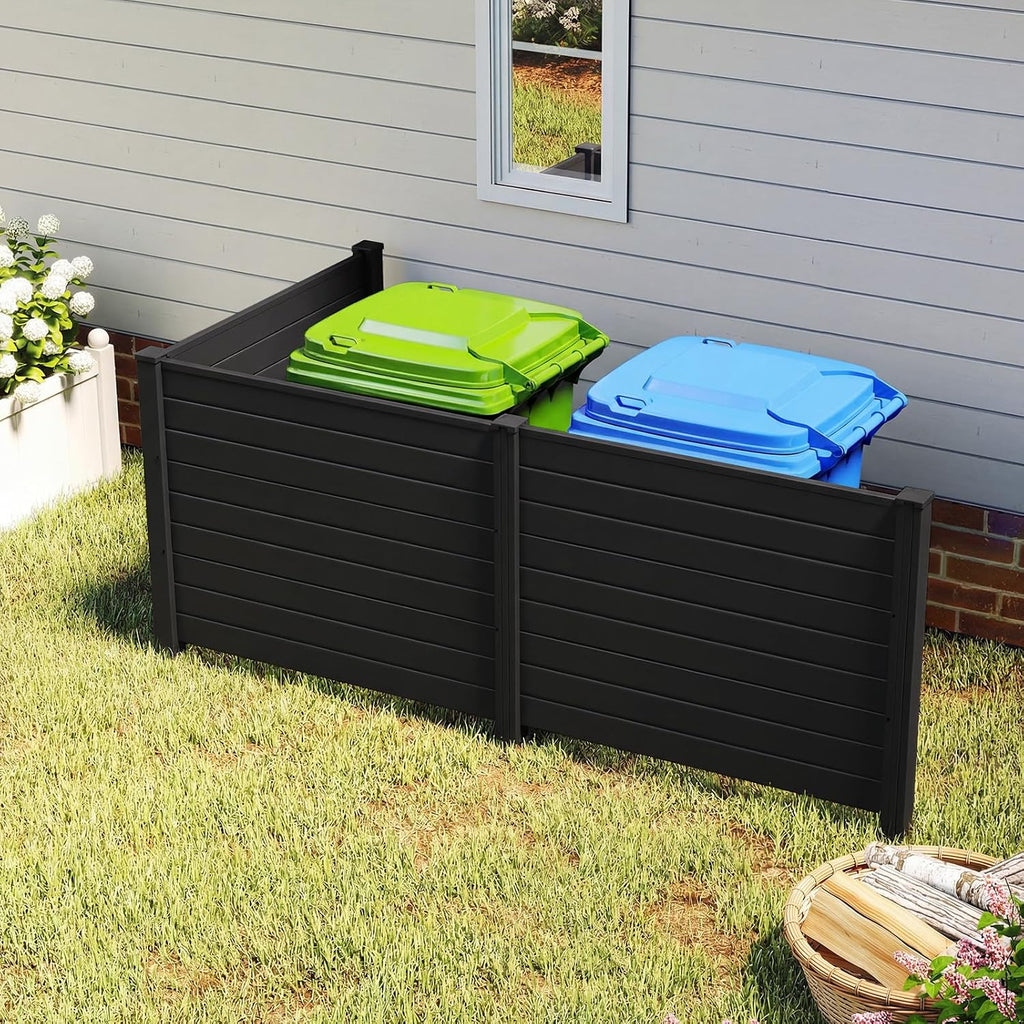No-Dig Air Conditioner Fence, 3-Panel Outdoor Privacy Screen with Metal Stakes, Weather-Resistant AC Unit & Trash Bin