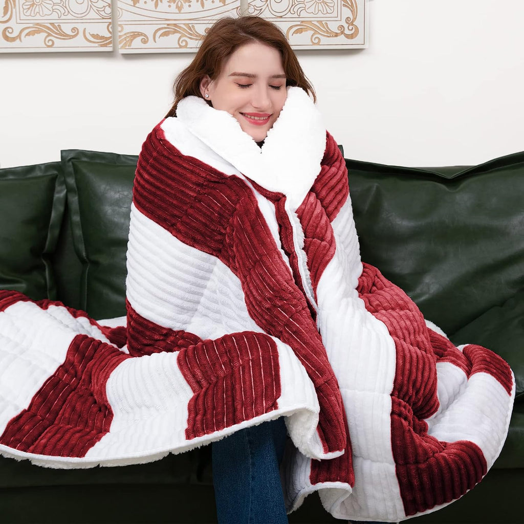 Sherpa Weighted Blanket for Adults 15lbs, 48"x72", Twin Full Size Fuzzy Heavy Throw Blanket for 140-160lbs